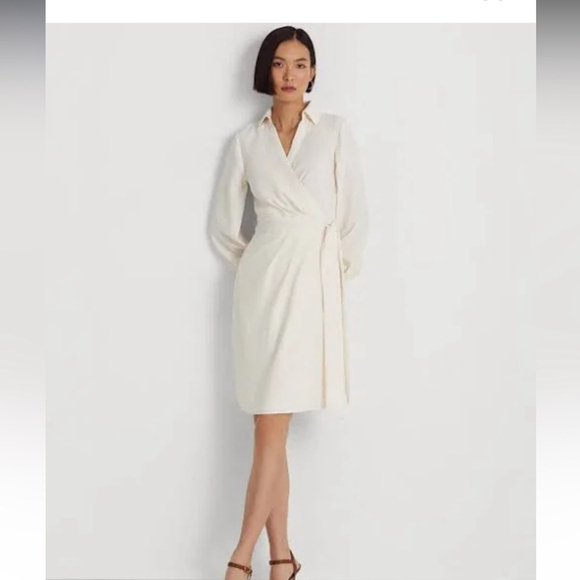 Ralph Lauren Black Label Dresses & Skirts - Lauren Ralph Lauren Double-Faced Georgette
Wrap Dress cream